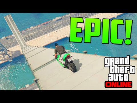 MEGA RAMPA INCREÍBLE! + FINAL ÉPICO!!!! - Gameplay GTA 5 Online Funny Moments (Carrera GTA V PS4)