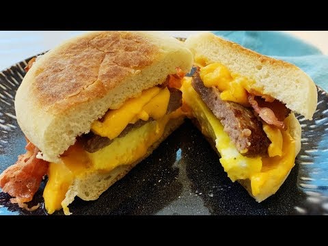 Sausage, Egg, Bacon, Cheese Breakfast Muffin | On-The-Go Breakfast | Flavorsome