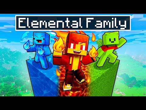 JJ and Mikey Became ELEMENTAL FAMILY in Minecraft - Maizen