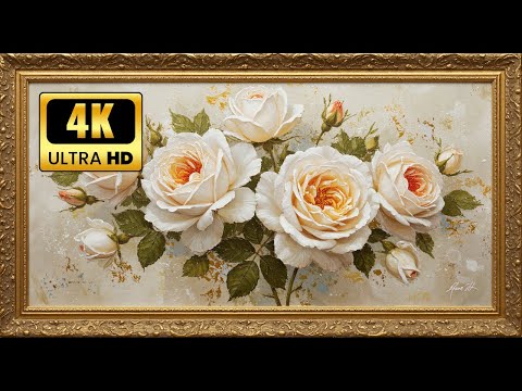 WATCH This Vintage ROSE Painting COME TO LIFE! | Gold Frame TV ART | Screensaver for TV