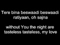 Tere Bina Lyric - Guru | AR Rahman with Hindi Lyrics and English translation