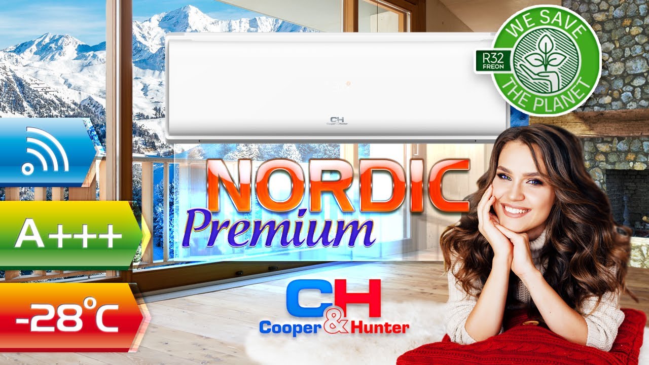 Кондиціонер COOPER&HUNTER Nordic Premium CH-S24FTXN-PB, 70 м2 video preview