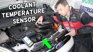 WHERE IS THE COOLANT TEMPERATURE SENSOR ON FORD C-MAX FORD FUSION LINCOLN MKZ HYBRID