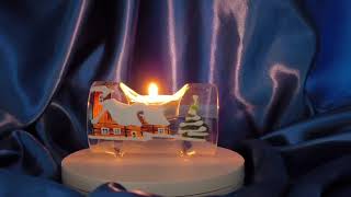 Vánoční skleněný svícen VÁLEC BÍLÁ HŮRKA pro 1 svíčku, 1 ks