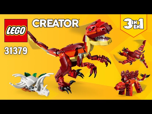Vídeo relacionado con LEGO Creator 3en1 Feroz Dinosaurio - Figuras de Dinosaurios Transformables en Velocirraptor, Stegosaurus o Pterosaurio - Regalo de Cumpleaños para Niñas y Niños de 8+ Años - 31379