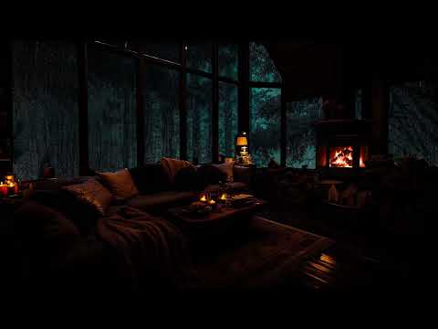 Cozy Attic Room Ambience with Rain Sounds at midnight in Night Forest - Rain for Insomnia Symptoms