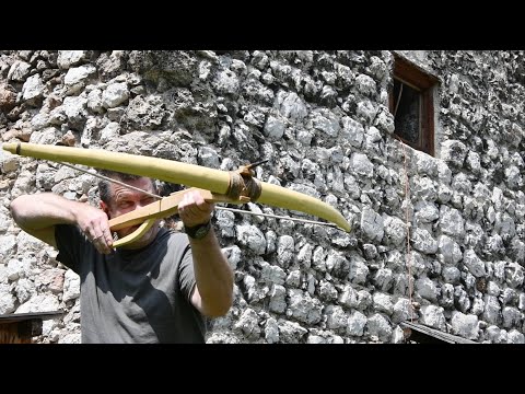 Shooting a 276 lb simple wooden crossbow