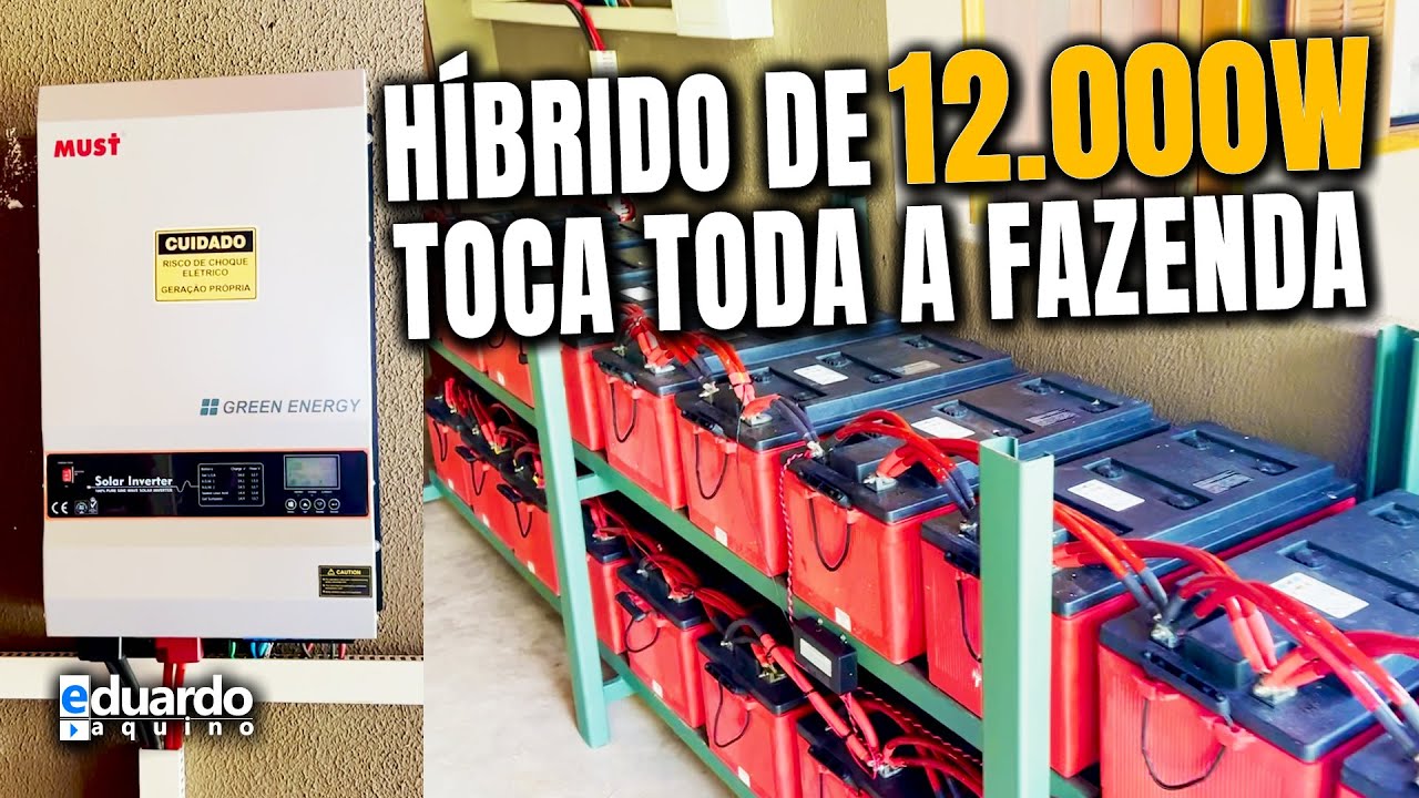 Sistema OffGrid com HÍBRIDO 12.000W MUST e 24 BATERIAS 240Ah Ligando toda a FAZENDA
