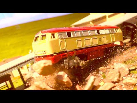 CRAZY H0 Scale Model Train Crash, Fail & Explosion Compilation - Super Slow Motion 1000fps