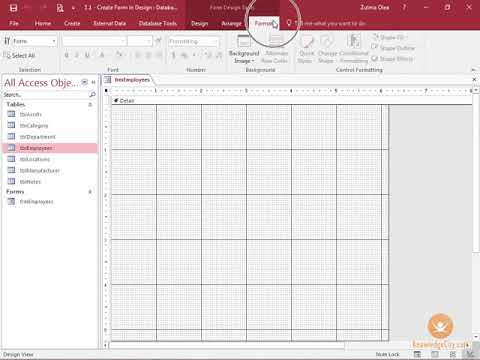 Create a Form in Design View in Access 2016