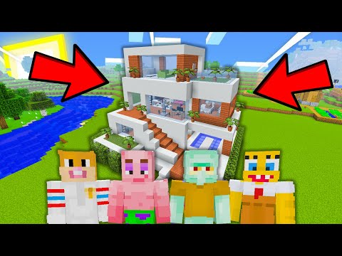 Insane SpongeBob Builds Modern Mansion In Minecraft!