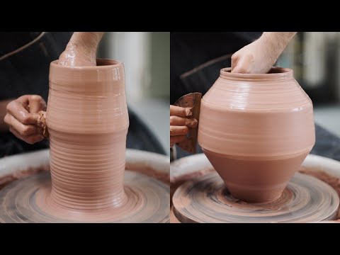 Throwing and Trimming a Large, Angled Vase — Narrated Version