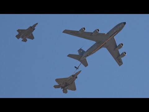 KC-135 Aerial Refueling Demo with F-22 & F-35 at Edwards AFB
