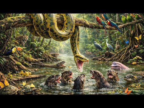 Relaxing Walk In The Amazon: Riverside & Wetland Animals (4K ASMR, No Music)
