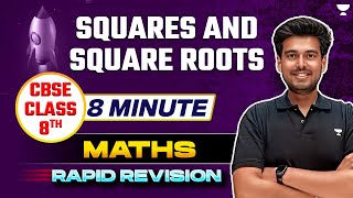 Squares and Square Roots  || 8 Min || CBSE Class 8 Math Rapid Revision || Ayush Sir