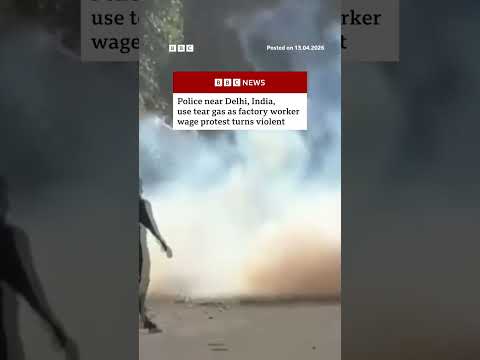 Police near Dehli use tear gas as factory worker wage protest turns violent. #India #BBCNews