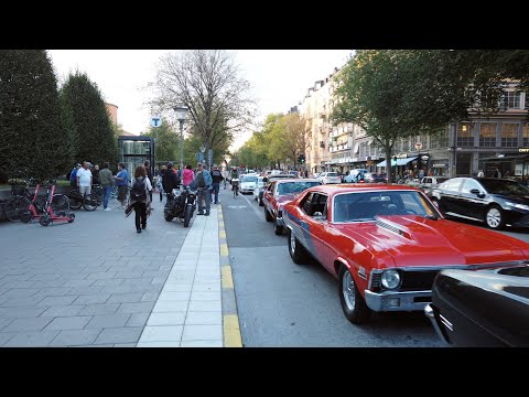 Walking in Stockholm: Sveavägen and Car Cruising 2020 (Street sounds, 4K 60fps)