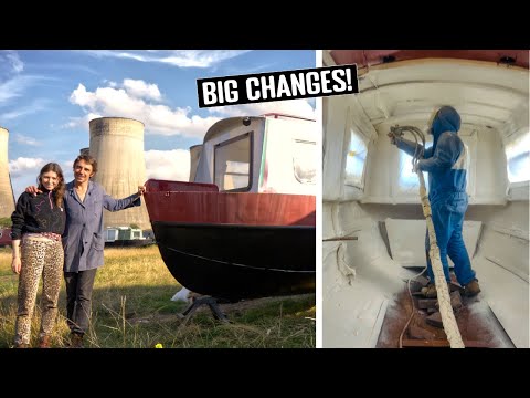 TINY OFF GRID NARROWBOAT PROJECT : DIY 2pack Hull Blacking And Spray Foam Insulation | EP65