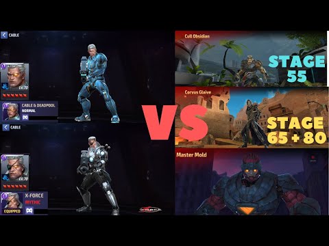 Cable VS Corvus Stage 65/Cull 55 (X-Force & New Uni Comparison)+ Corvus 80/GBR - Marvel Future Fight