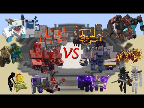 Minecraft Mobs 2vs2 Team Battle! Minecraft random mob battle! Part1