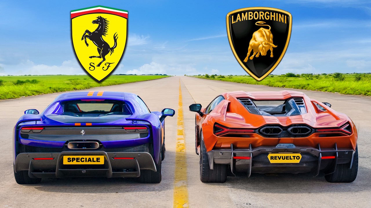 FIRST EVER Ferrari 296 Speciale v Lambo Revuelto: DRAG RACE