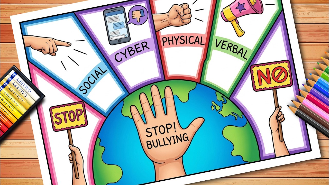 Stop Bullying Poster Drawing | Anti Bullying Awareness Drawing | How to draw Someone Bullied Drawing