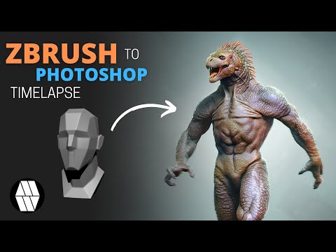 ZBrush to Photoshop Timelapse - 'Dino-Man' Concept