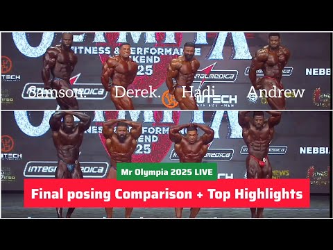 LIVE Mr Olympia 2025 FINAL COMPARISON - Hadi Choopan, Derek Lunsford, Andrew Jacked n Samson Dauda