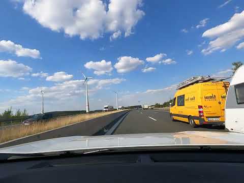 Driving in Germany Autobahn A9 from Bayreuth, Bavaria to Hof, Bavaria
