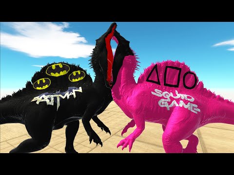 SQUID GAME SPINOSAURUS T-REX DEATH FALL VERSION 2 - Animal Revolt Battle Simulator