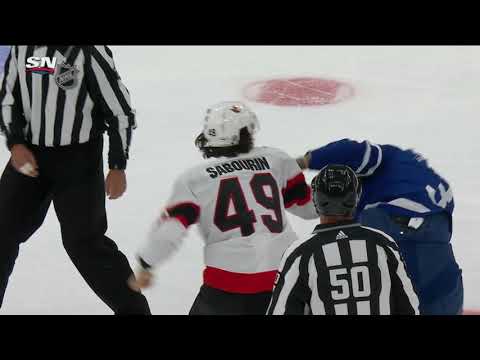 NHL Fight - Senators @ Maple Leafs - Sabourin vs Holl - 09 10 2021