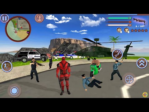 Deadpool Rope Hero Vice Town Crime Simulator #2 - Cop Destroy Army Helicopter - Android Gameplay