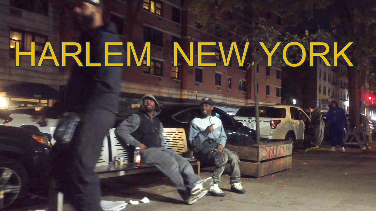 EXPLORING THE REAL STREETS OF HARLEM NEW YORK  / WALKING AT NIGHT