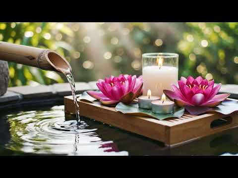 Zen Spa Waterfall Ambience  Floating Lotus & Candlelight  Relaxing Meditation, Stress Relief