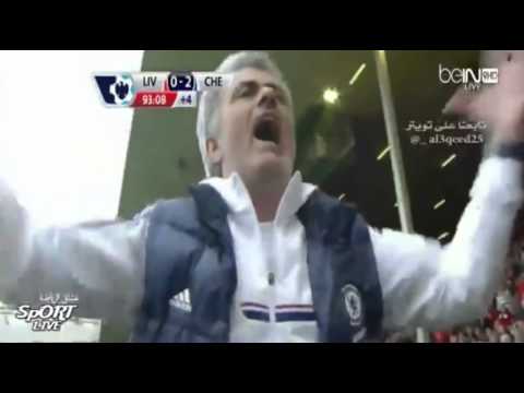 José Mourinho FUNNY Celebration for goal Willian (Liverpool 0 2 Chelsea 2014)