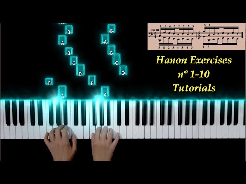 Hanon Exercises nº 1-10, with Ritornello (Repetition) - 60 bpm
