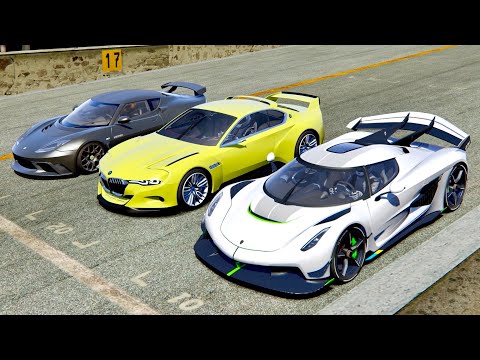 Koenigsegg Jesko vs BMW CSL Hommage vs Lotus Evora GTE Carbon - Top Gear Track