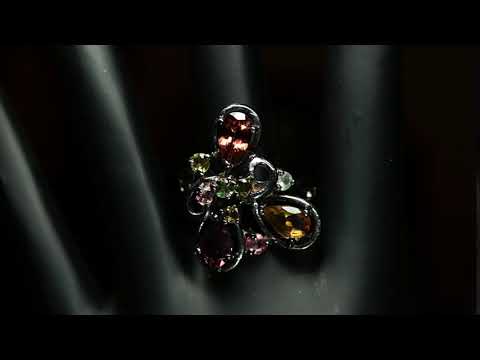 Серебряное кольцо с натуральными Турмалинами 17.5р видео