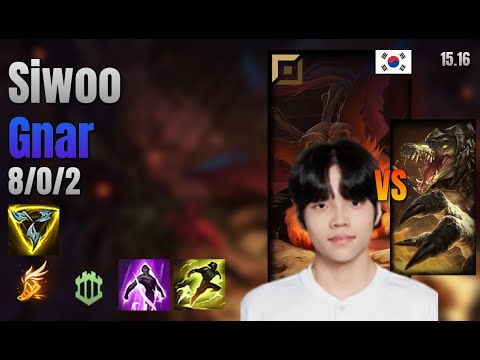 Siwoo Top Gnar vs Renekton lol KR solo rank Full Game 15.16 | 시우 나르 vs 레넥톤