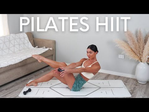 15 MIN FULL BODY PILATES HIIT || At-Home Workout With Weights (Warm Up & Cool Down Included)