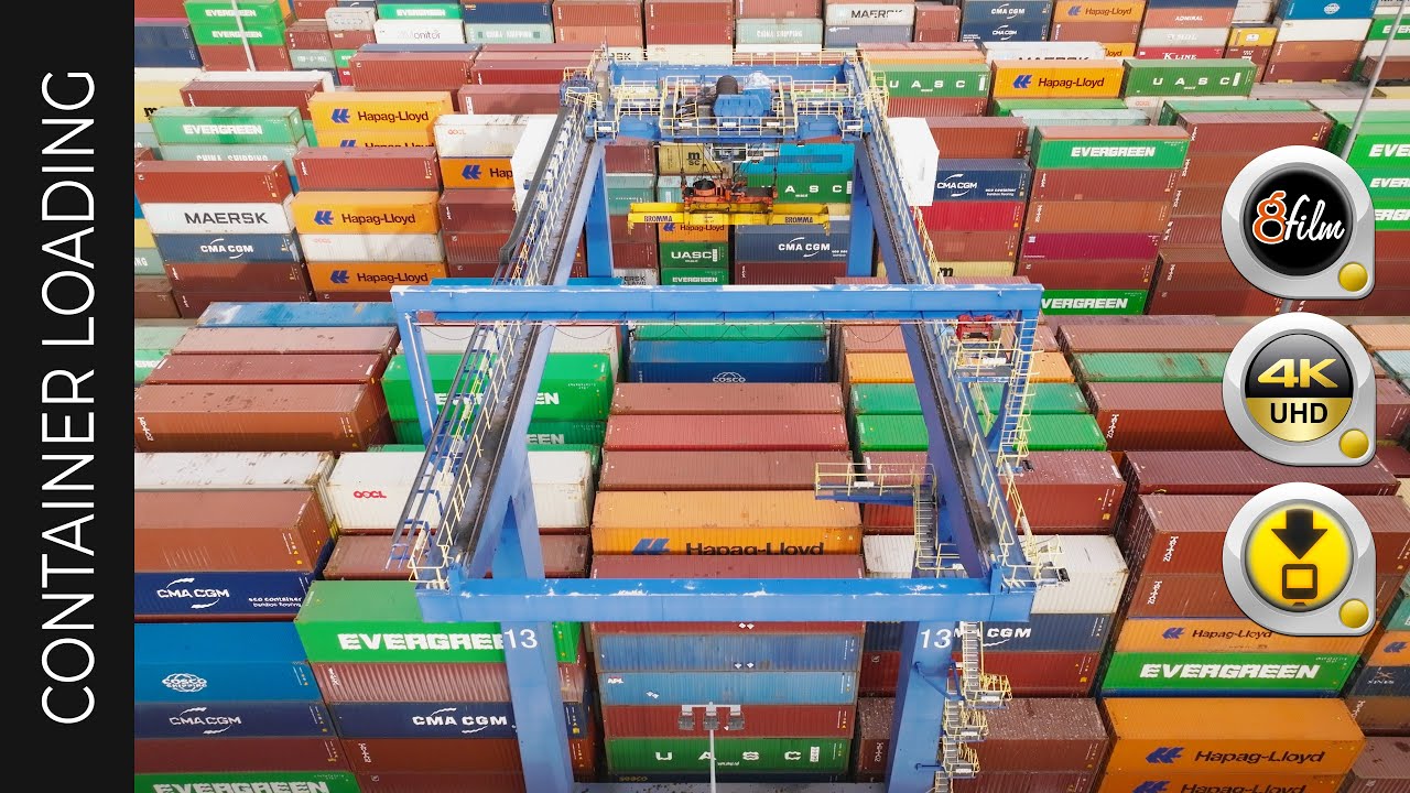 Loading and Transporting Containers, Stock Footage
