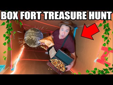 BOX FORT TREASURE HUNT! 📦💰Indiana Jones Temple, Traps, Puzzles & More! Video