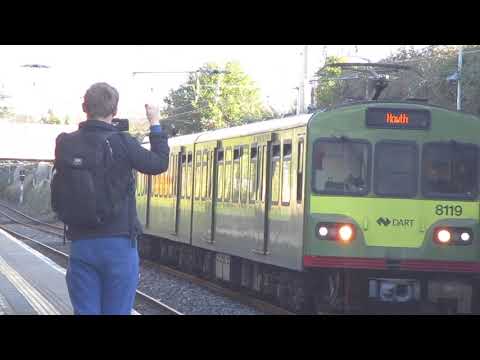 Irish Rail 8100 and 8520 class dart trains both seen at Glenageary, Co Dublin