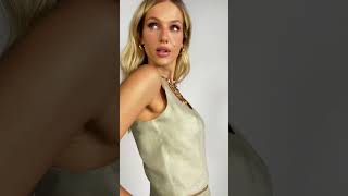 V�deo Conjunto Cropped e Cal�a Linho Verde Gatos e Atos