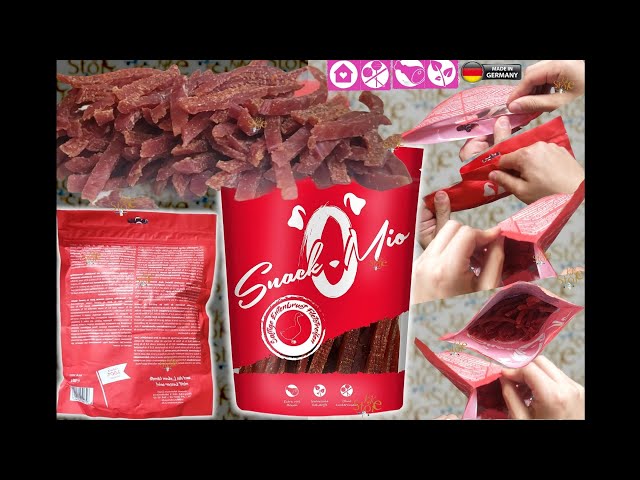 Vídeo relacionado con SnackOMio - Snack Premium para Perros - jugosas Tiras de Filete de pechuga de Pato, sin Cereales, 1 Pack (1 x 500g)