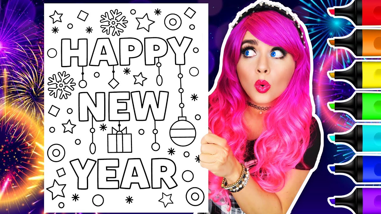 Coloring Happy New Year 2026 Coloring Page | Ohuhu Art Markers