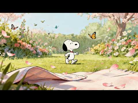 Cozy Spring Escape with Snoopy 🍃 Soft Piano Jazz for Focus & Relaxation