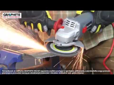 Kampinis šlifuoklis GRAPHITE 59G187 900W, 125mm, reguliuojamas greitis video