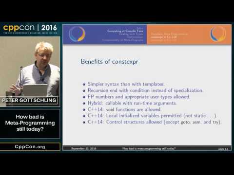 CppCon 2016: Peter Gottschling “How bad is Meta-Programming still today?"