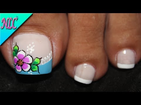 DISEÑO DE UÑAS PARA PIES FLORES Y FRANCÉS PRINCIPIANTES – FLOWERS NAIL ART – FRENCH NAIL ART – NLC